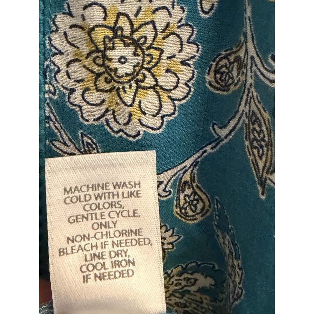 J. Jill Teal Paisley Sleeveless Maxi Dress Tiered Ladder Lace Pintuck Large - Picture 7 of 7
